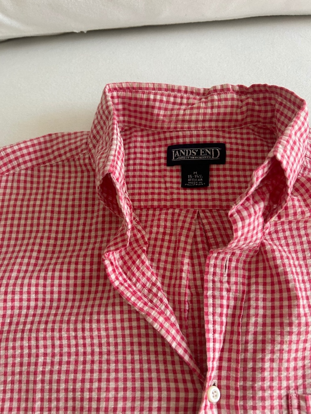 Vintage lands end seersucker short sleeve button down